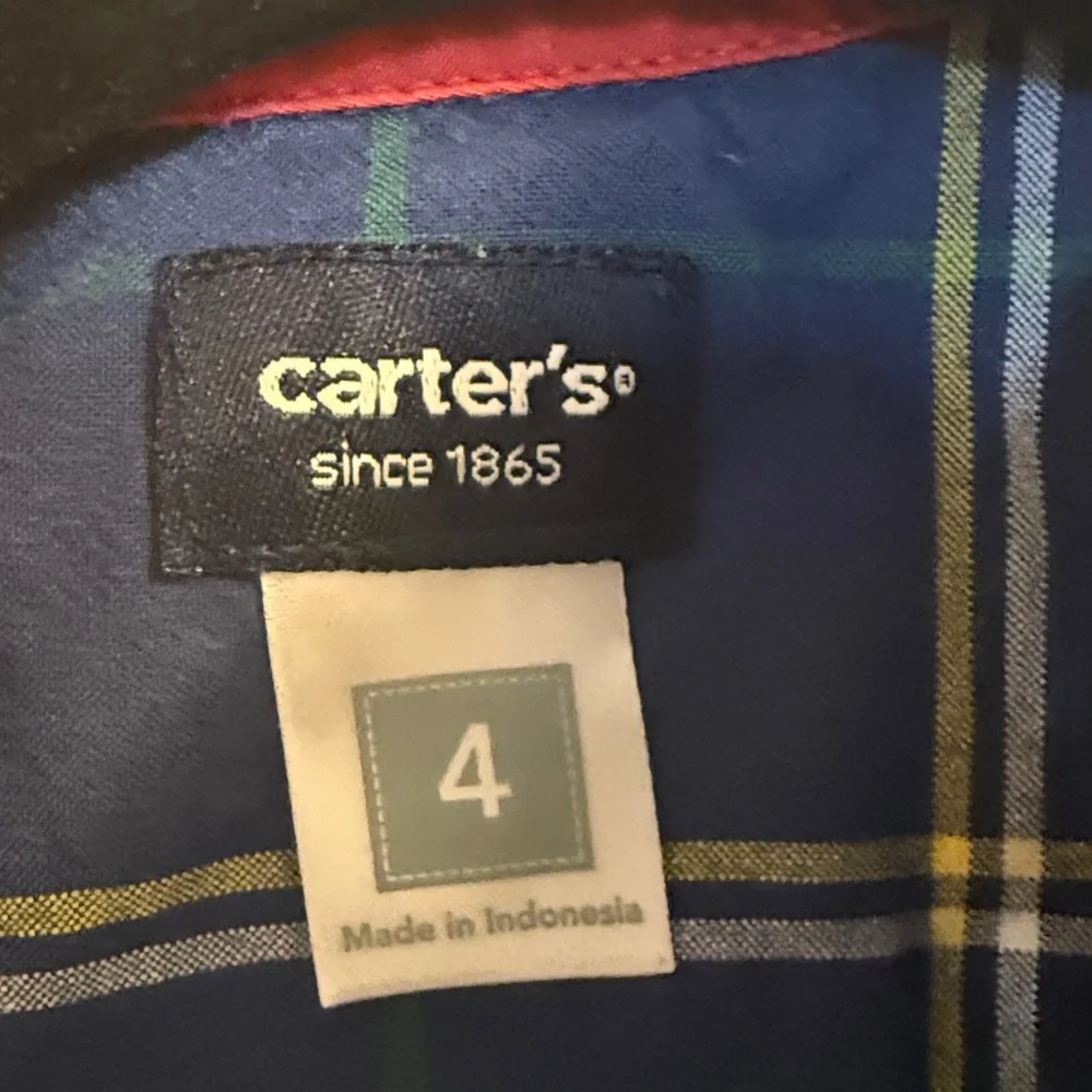 Carter's Navy and Green Plaid Button Down Shirt - Size 4